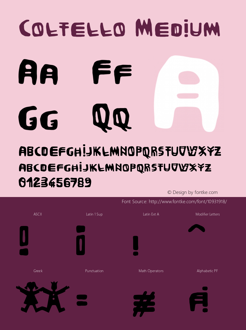 Coltello Medium Version 001.000 Font Sample