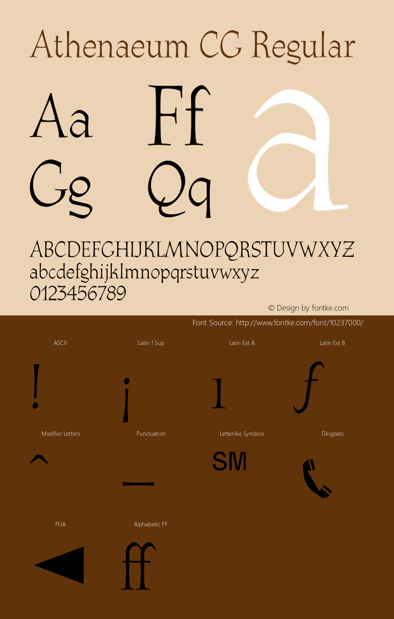 Athenaeum CG Regular Version 1.100;PS 001.001;Core 1.0.38 Font Sample