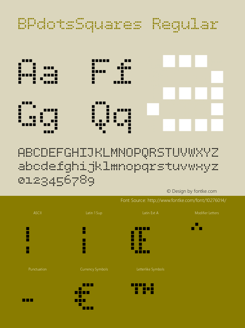 BPdotsSquares Regular Version 1.000 Font Sample