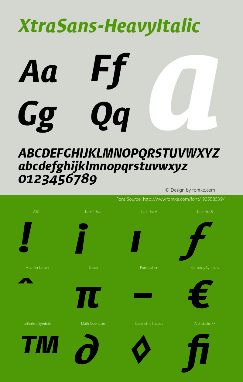 ☞XtraSans-HeavyItalic Version 3.000;com.myfonts.easy.typolar.xtra-sans.heavy-italic.wfkit2.version.3wbM图片样张