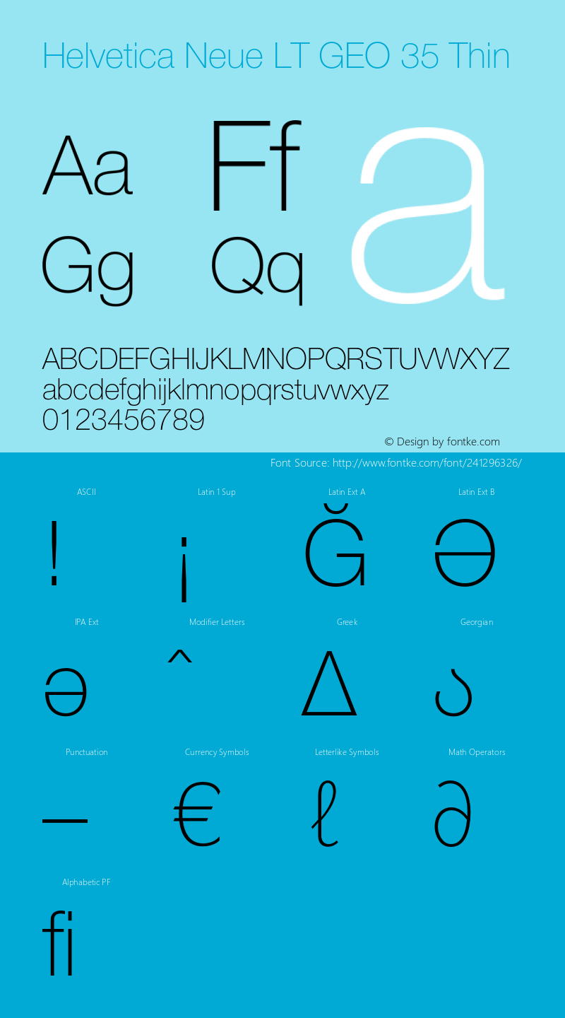 Helvetica Neue LT GEO 35 Thin Version 1.00图片样张