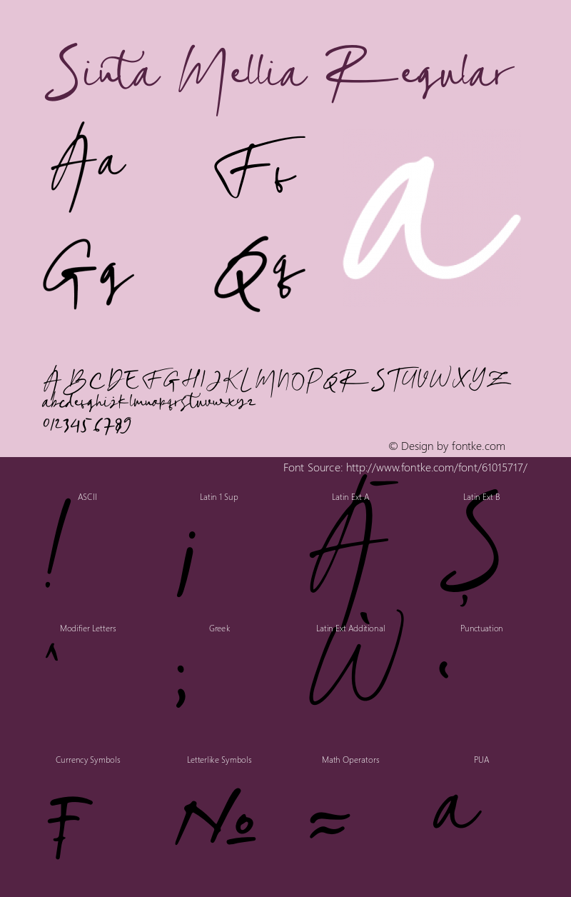 Sinta Mellia Version 1.00;April 9, 2020;FontCreator 12.0.0.2545 64-bit Font Sample