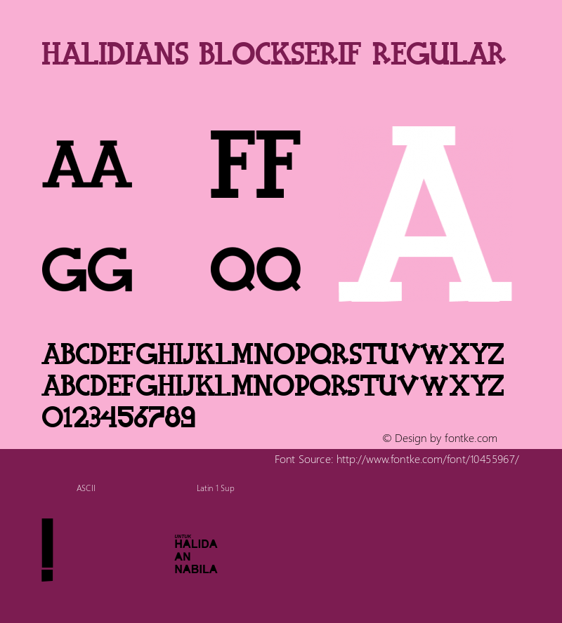 Halidians Blockserif Regular Version 001.003 Font Sample