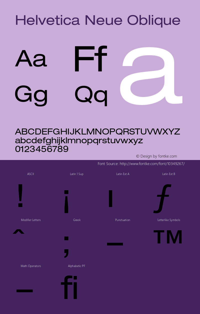 Helvetica Neue Oblique 001.000 Font Sample