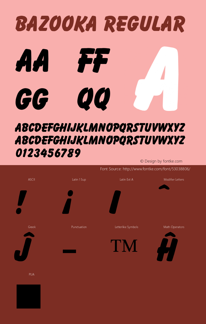 BazookaRegular Altsys Fontographer 3.3-J99.4.1 {DfLp-URBC-66E7-7FBL-FXFA} Font Sample