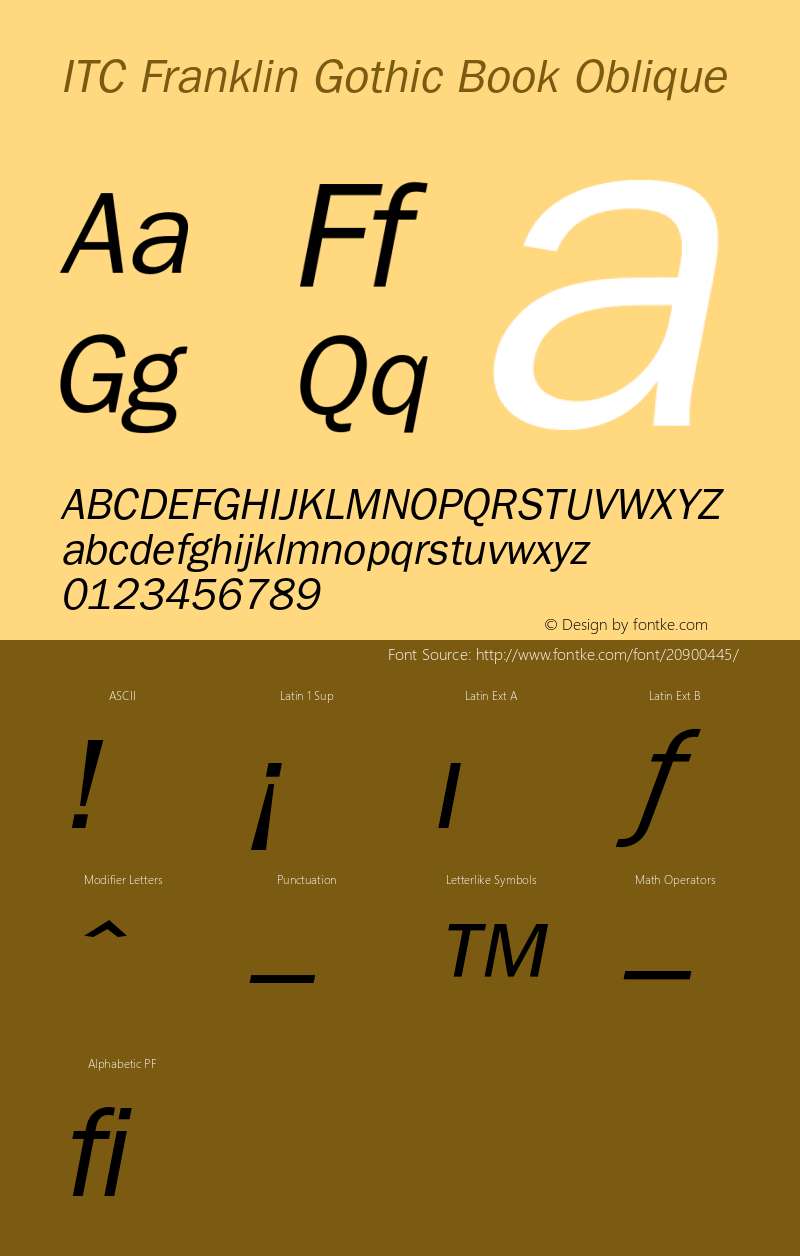 FranklinGothic-BookOblique 001.000 Font Sample