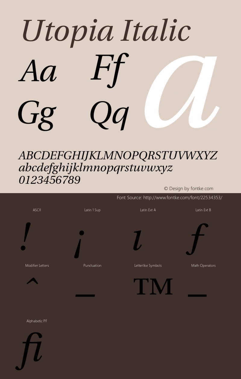 Utopia Italic 001.001 Font Sample