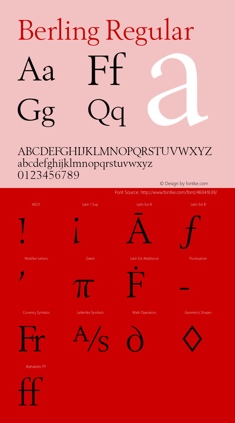 Berling Version 1.00 Font Sample