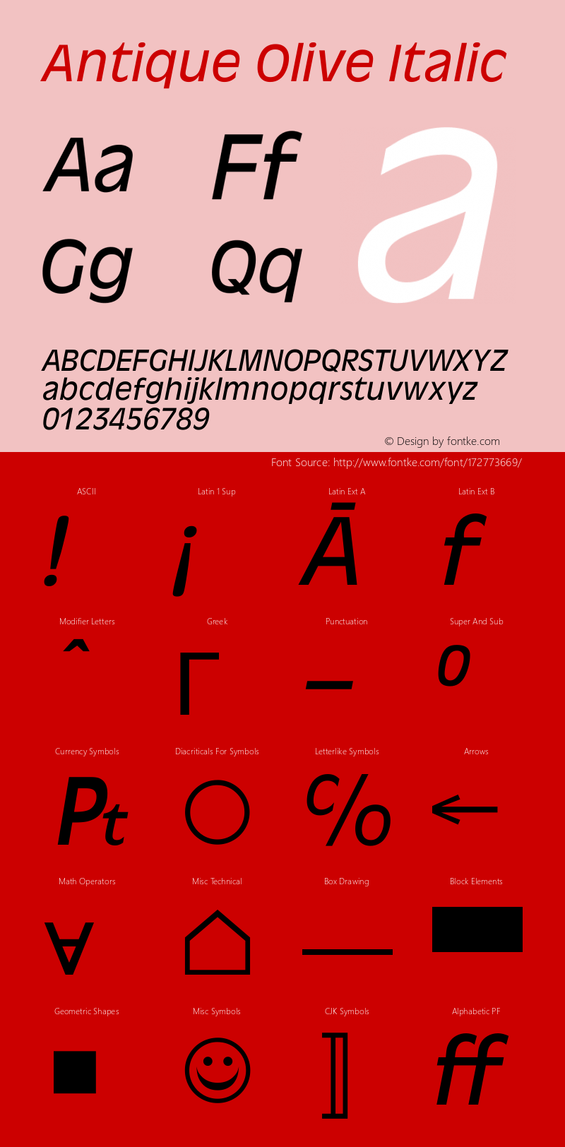 Antique Olive Italic Version 2.10图片样张