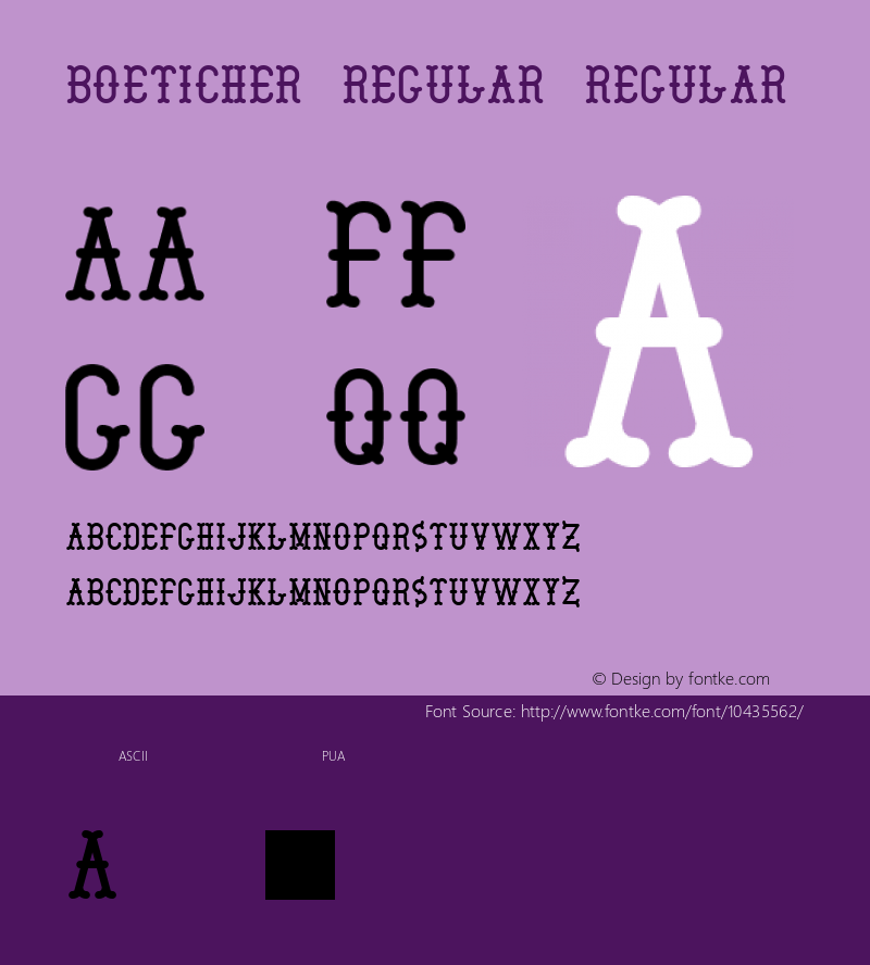 Boeticher Regular Regular Version 0.000;PS (version unavailable);hotconv 1.0.57;makeotf.lib2.0.21895 DEVELOPMENT Font Sample
