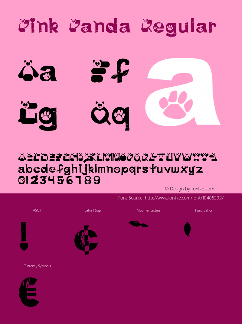 Pink Panda Regular Unknown Font Sample