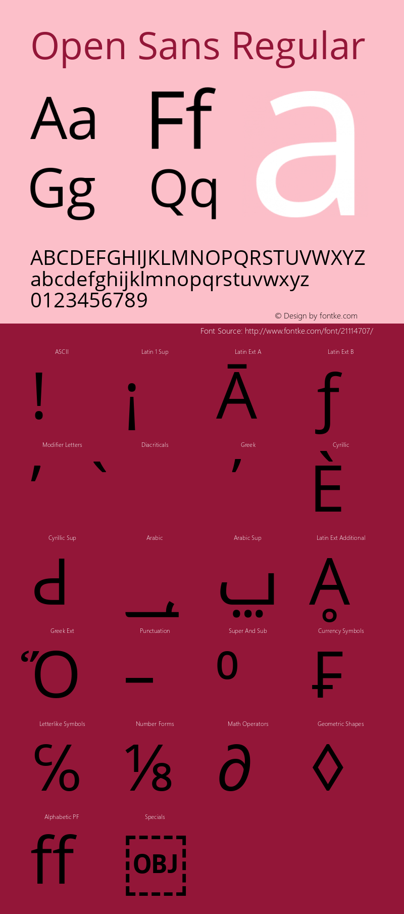 Open Sans Regular Version 1.10 Font Sample