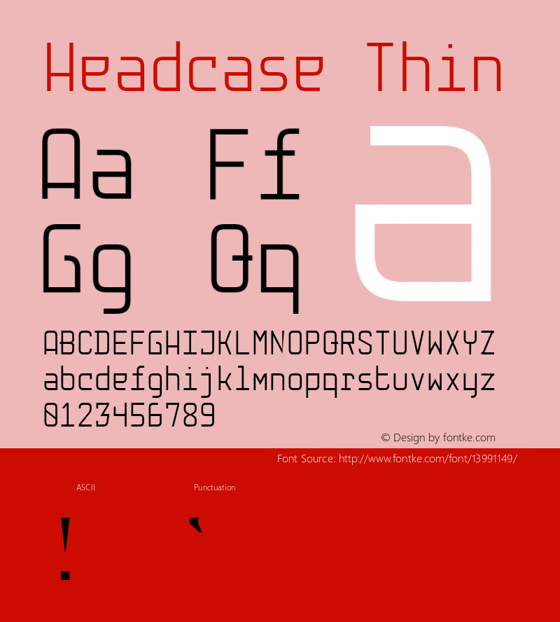 Headcase Thin Version 1.000 Font Sample