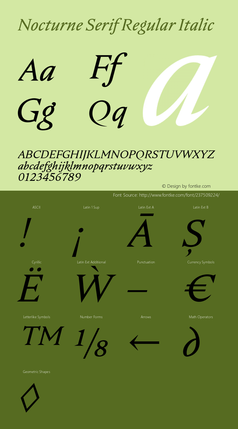 Nocturne Serif Regular Italic Version 2.000;hotconv 1.0.109;makeotfexe 2.5.65596图片样张