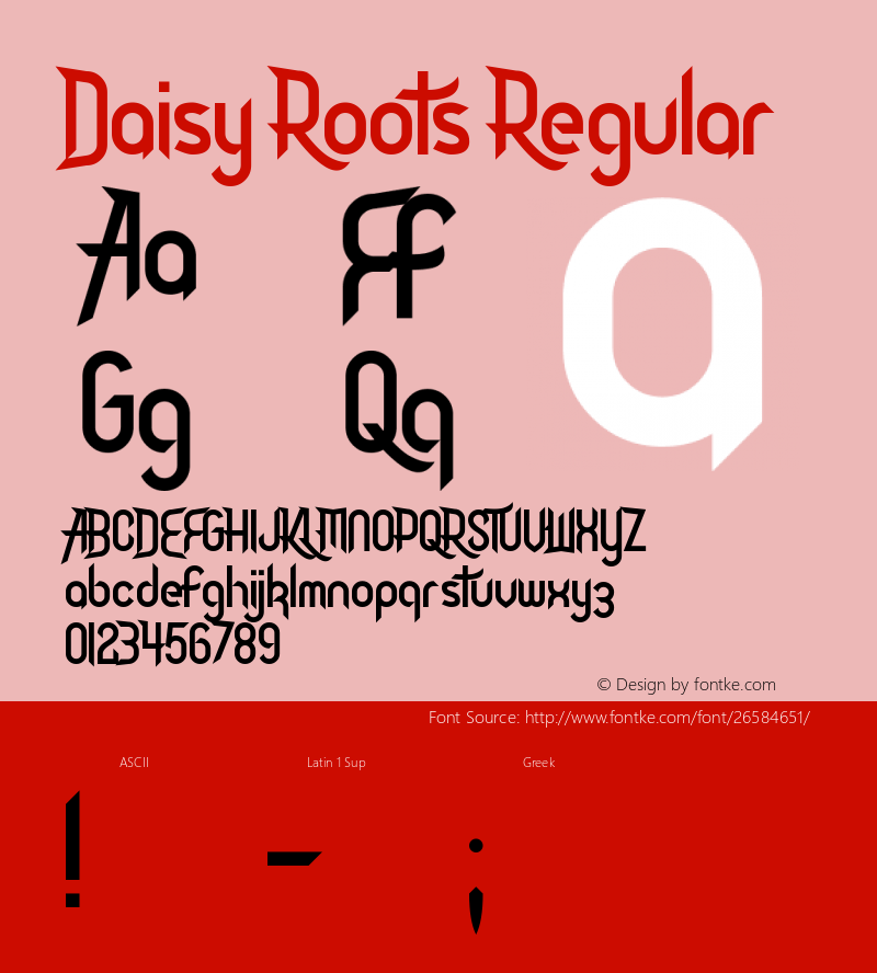 Daisy Roots Version 1.00;August 6, 2017;FontCreator 11.0.0.2388 64-bit Font Sample