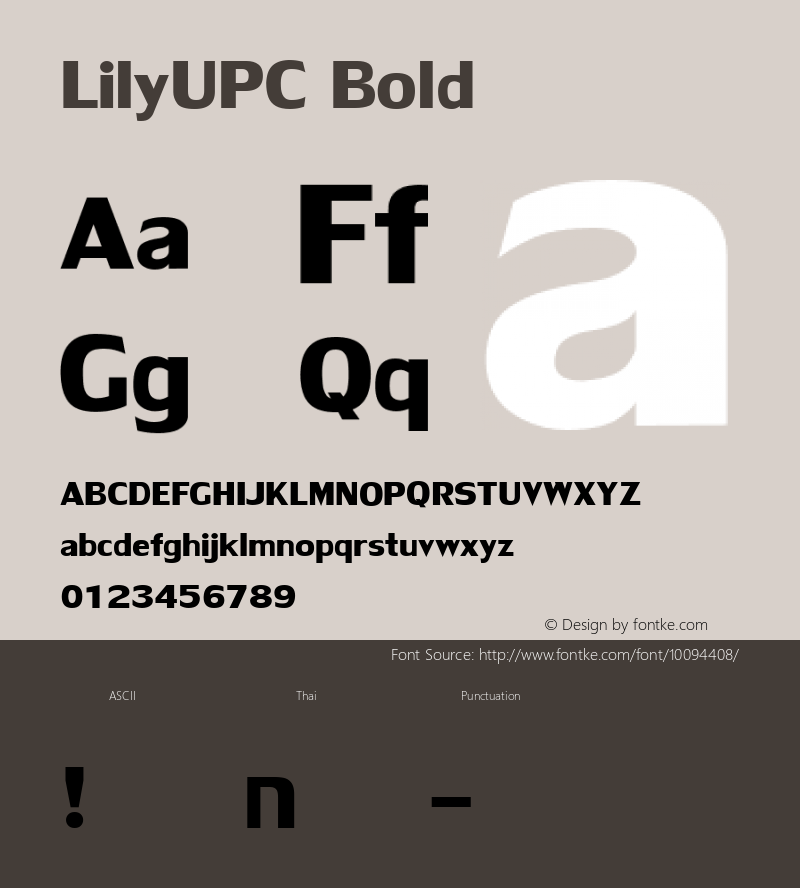 LilyUPC Bold Version 2.20 Font Sample