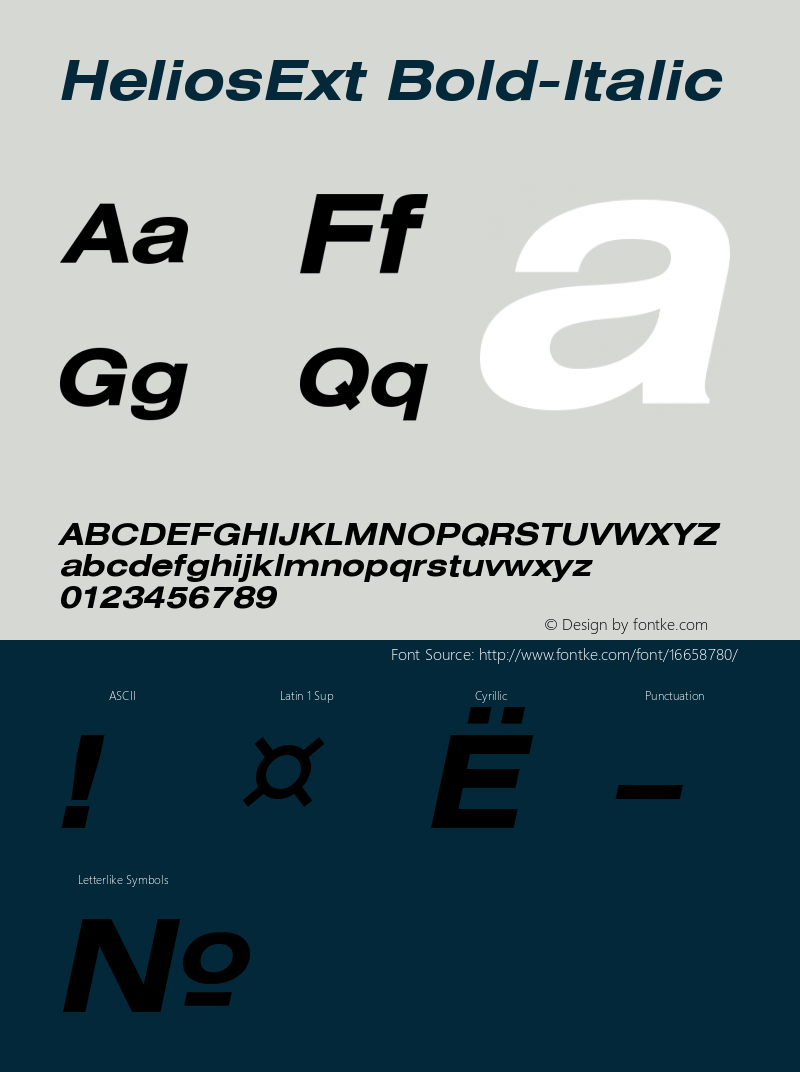 HeliosExt Bold-Italic Version 001.001 Font Sample