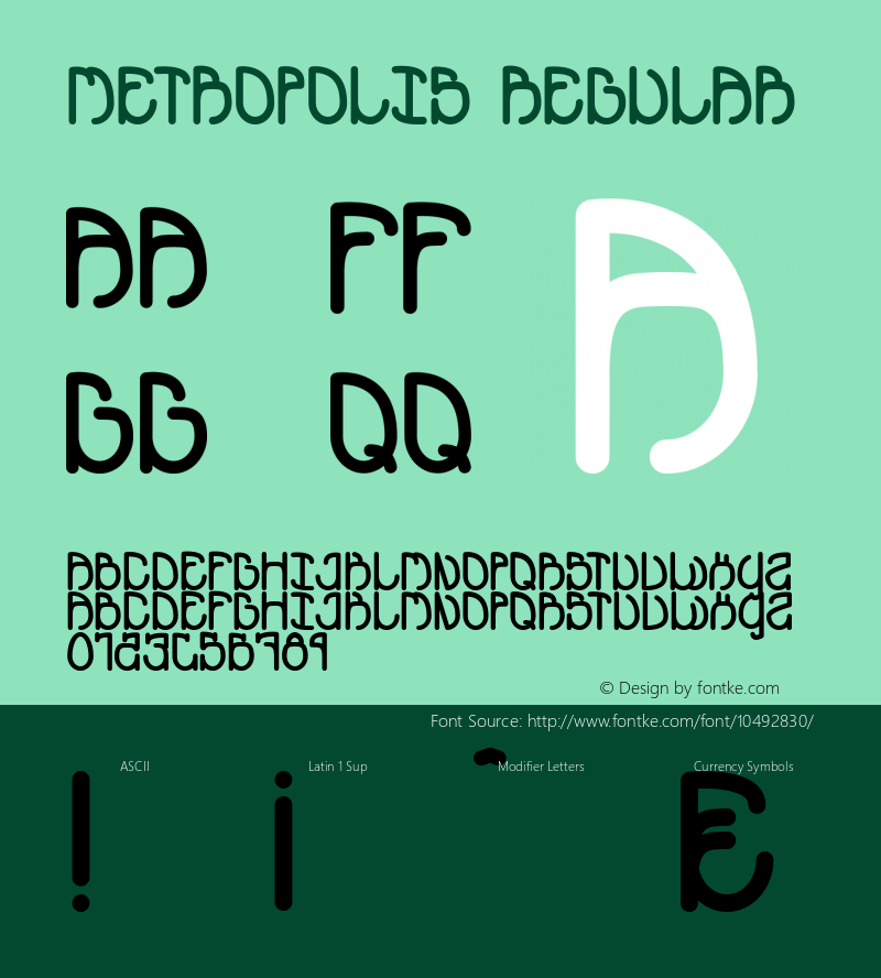 METROPOLIS Regular Version 001.000 Font Sample