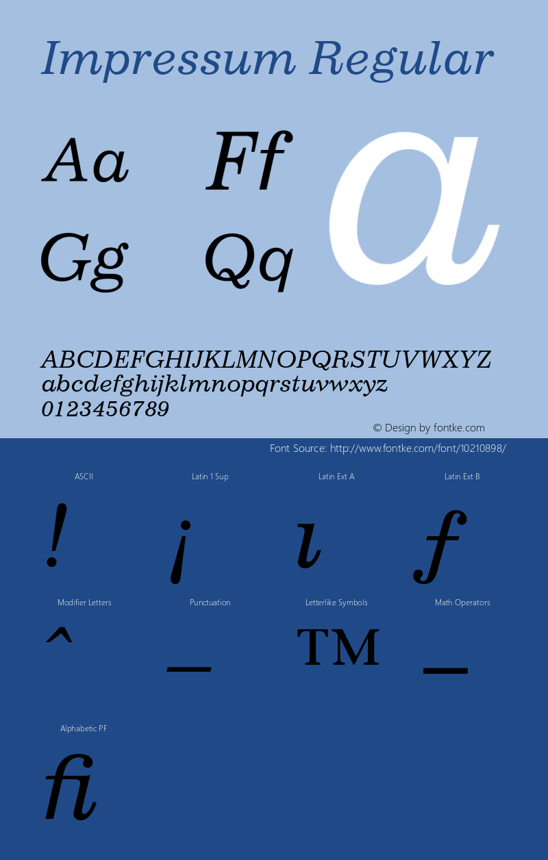 Impressum Regular 001.000 Font Sample