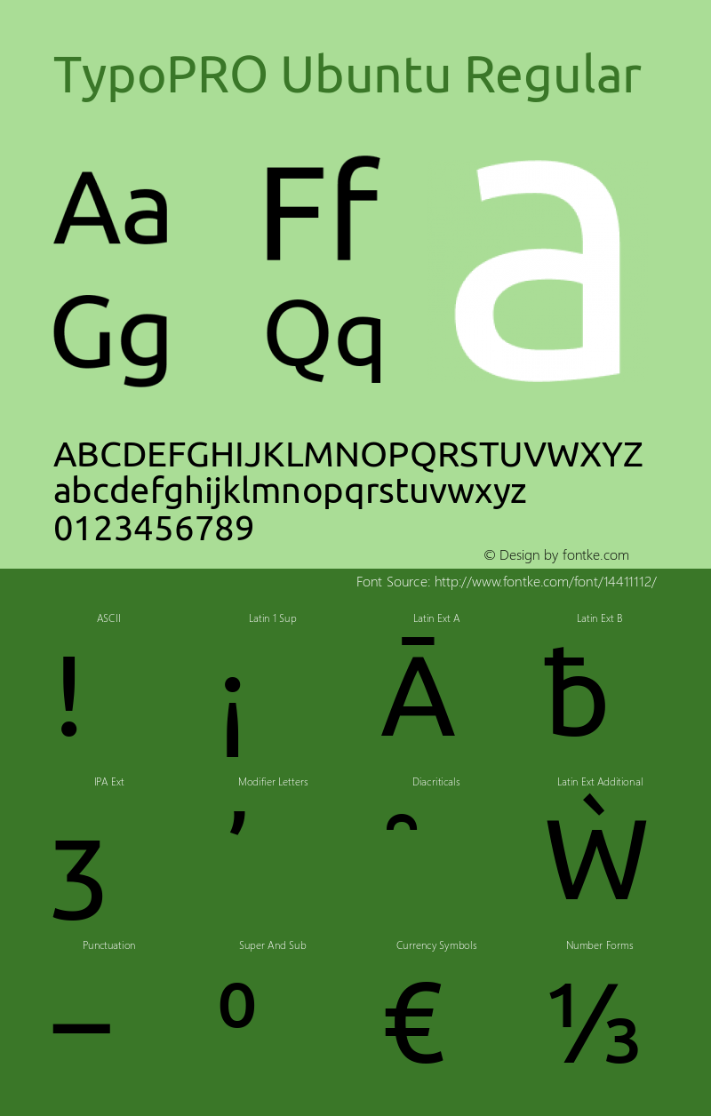 TypoPRO Ubuntu Regular Version 0.80 Font Sample