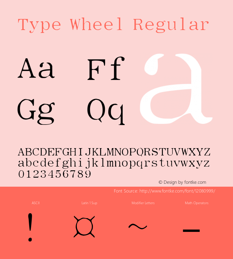 Type Wheel Regular Freeware Font Sample