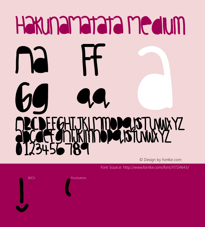 HakunaMatata Medium Version 001.000 Font Sample