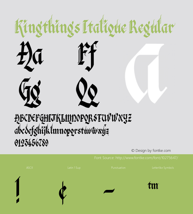 Kingthings Italique Regular Version 1.0 May, 2003 Font Sample