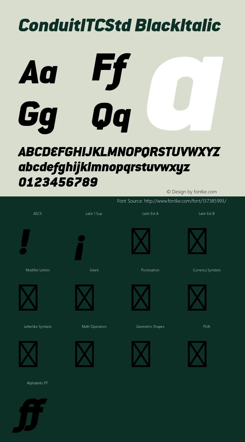 ConduitITCStd-BlackItalic Version 1.000;PS 001.000;hotconv 1.0.38 Font Sample