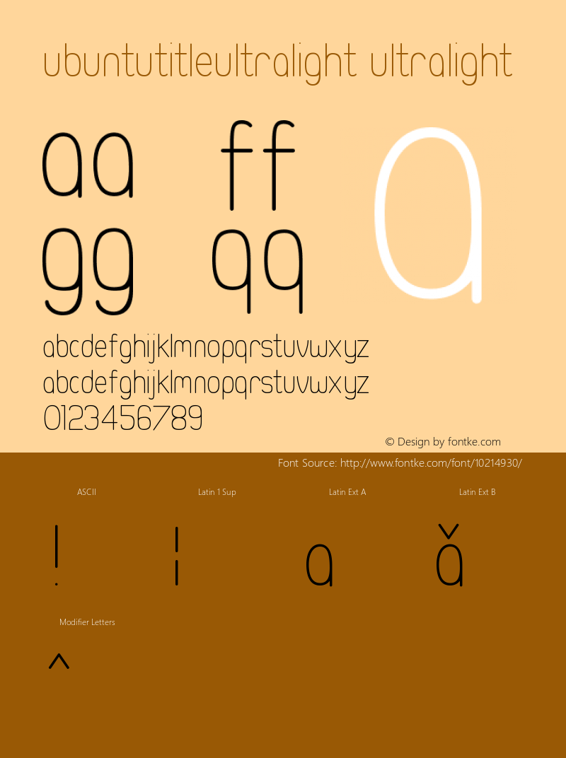 UbuntuTitleUltralight Ultralight Version 002.000 Font Sample