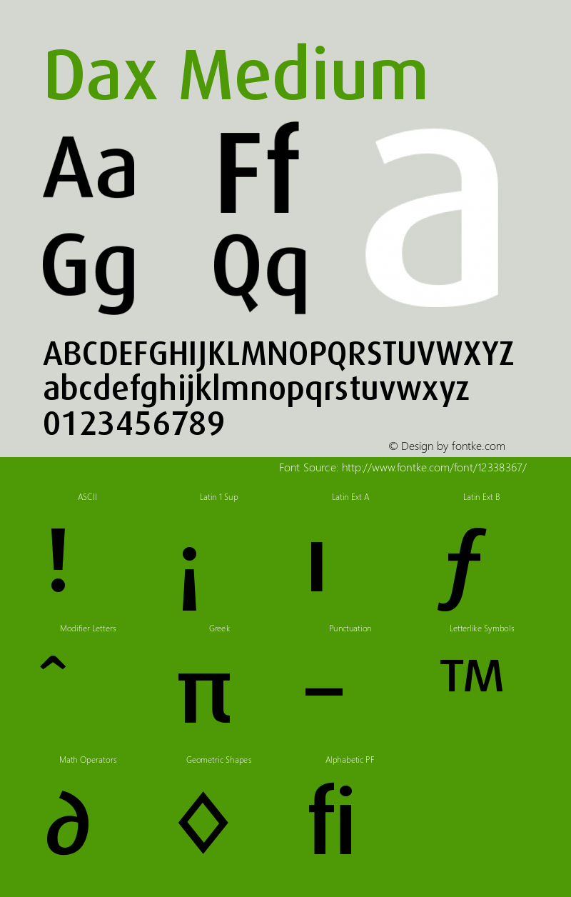 Dax Medium Version 001.000 Font Sample