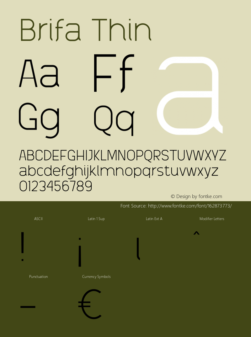 Brifa Thin Version 1.003;Fontself Maker 3.5.4 Font Sample