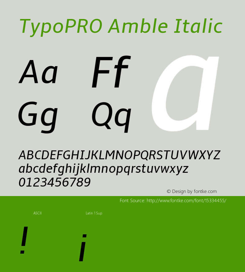 TypoPRO Amble Italic Version 1.00000; 2009 Font Sample