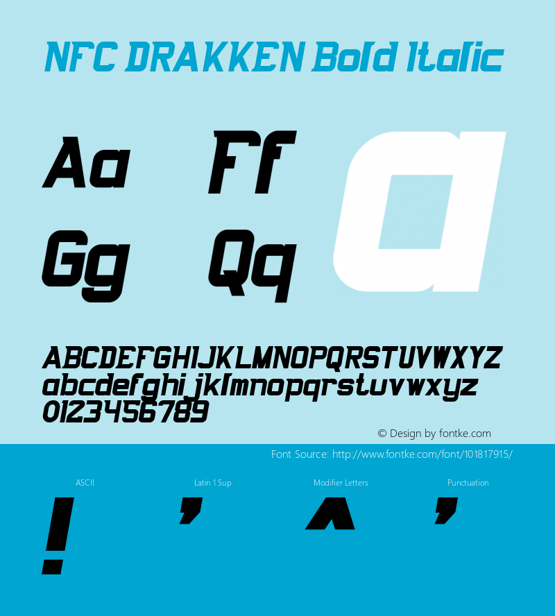 NFC DRAKKEN Bold Italic Version 1.000 Font Sample