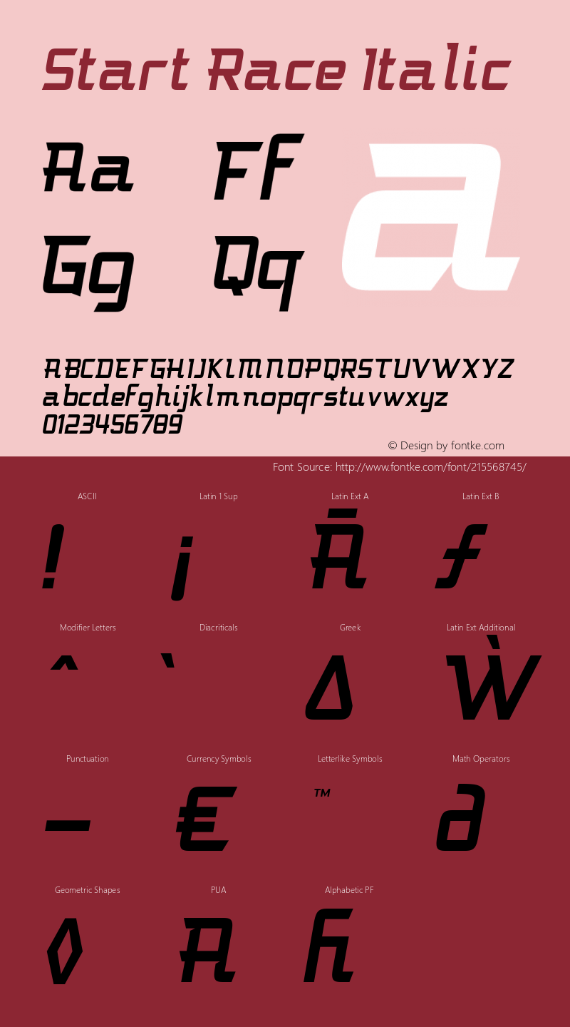 Start Race Italic Version 1.000图片样张