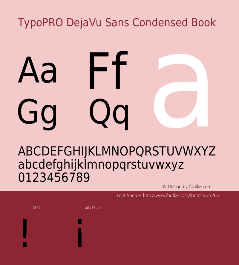 TypoPRO DejaVu Sans Condensed Book Version 2.34 Font Sample