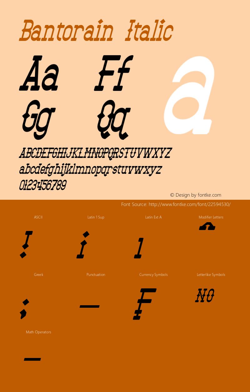 Bantorain Italic Version 1.30 March 20, 2015 Font Sample