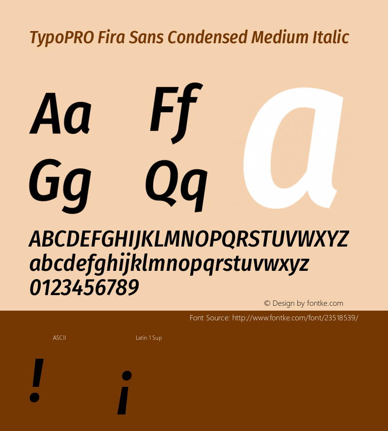 TypoPRO Fira Sans Condensed Medium Italic Version 4.203;PS 004.203;hotconv 1.0.88;makeotf.lib2.5.64775 Font Sample