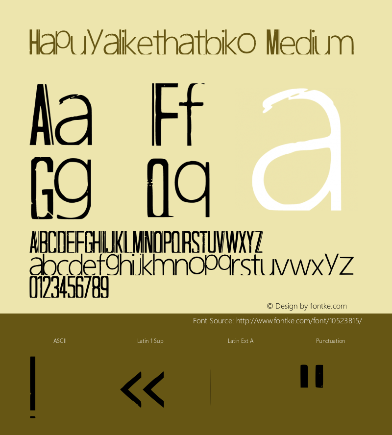 Hapuyalikethatbiko Medium Version 001.000 Font Sample