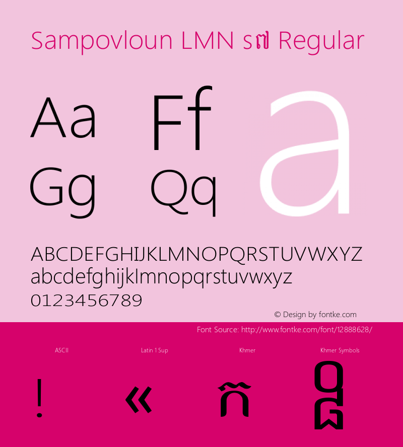 Sampovloun LMN s៧ Regular Version 7.30 April 27, 2014 Font Sample