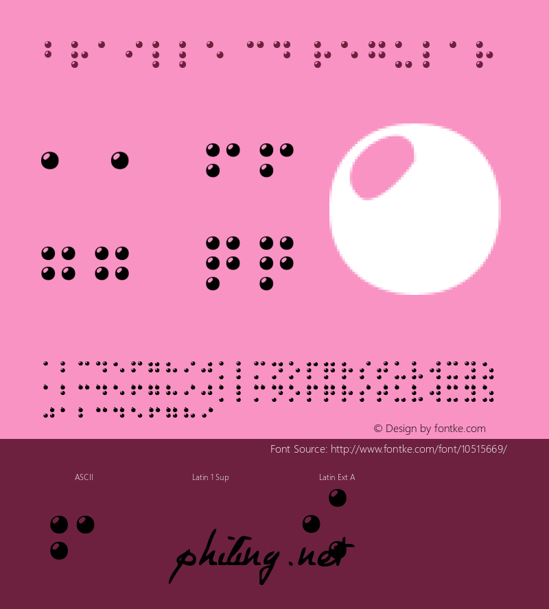 Braille 3D Regular 1998; 2.0, initial release Font Sample