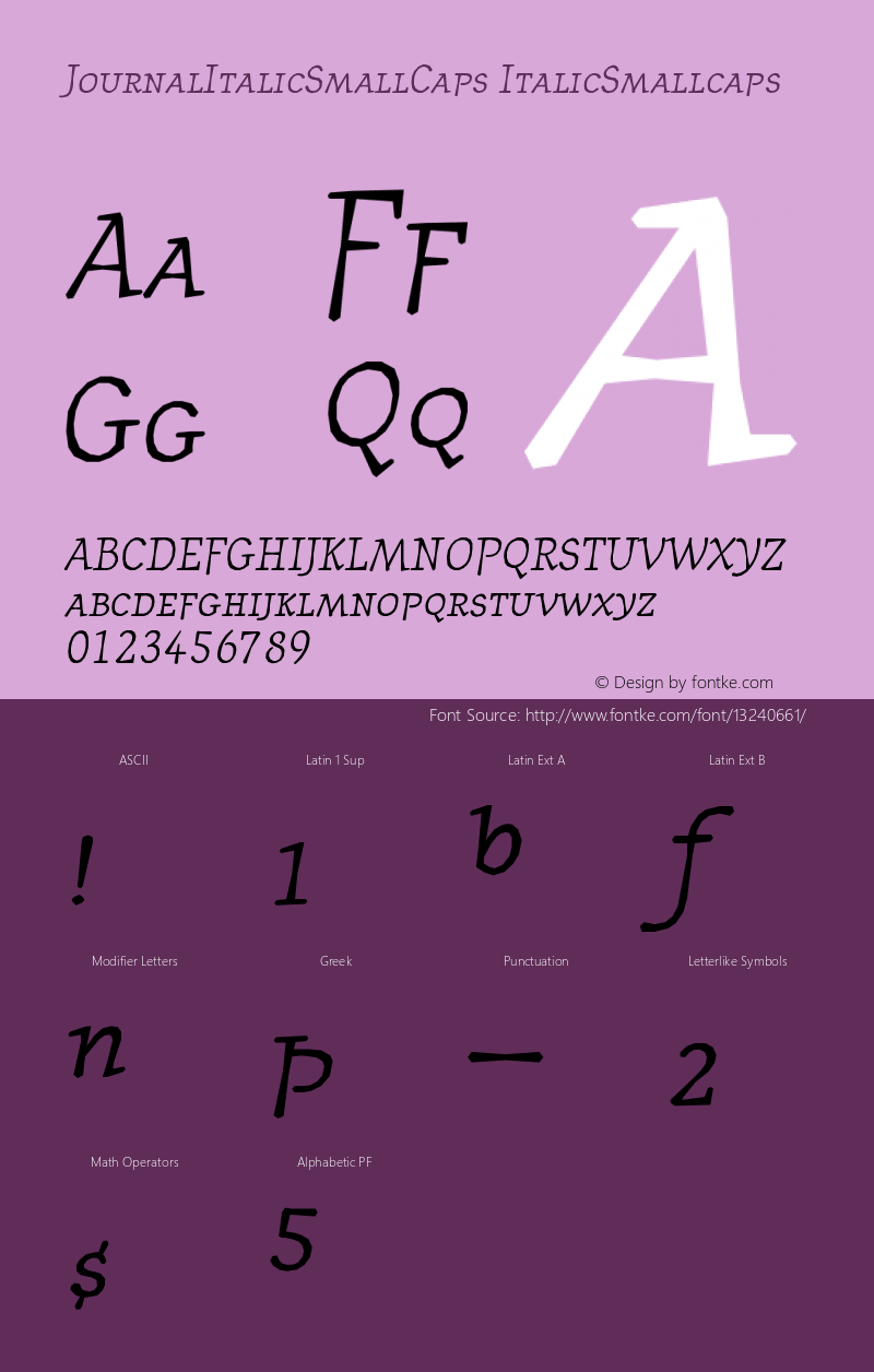 JournalItalicSmallCaps ItalicSmallcaps Version 001.000 Font Sample