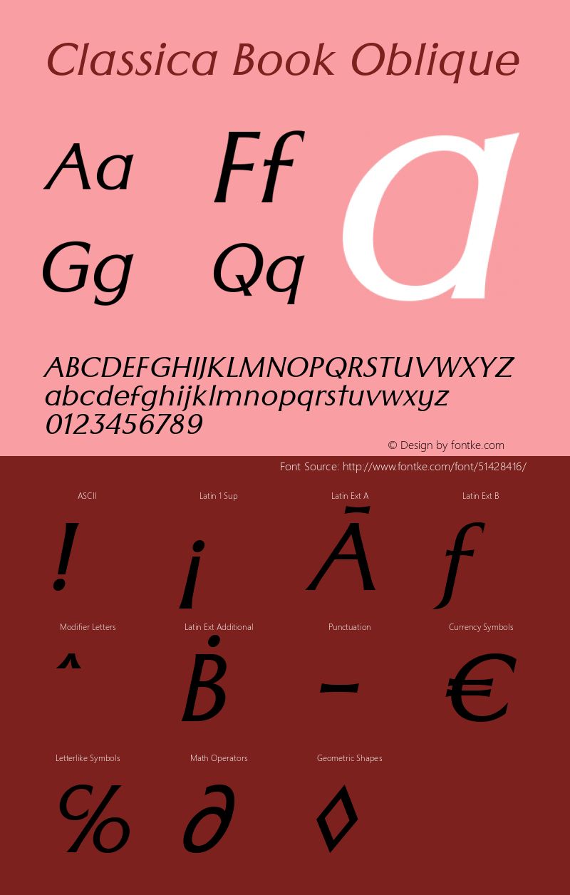 Classica Book Oblique Version 2.0.0; 2020-01-21 Font Sample