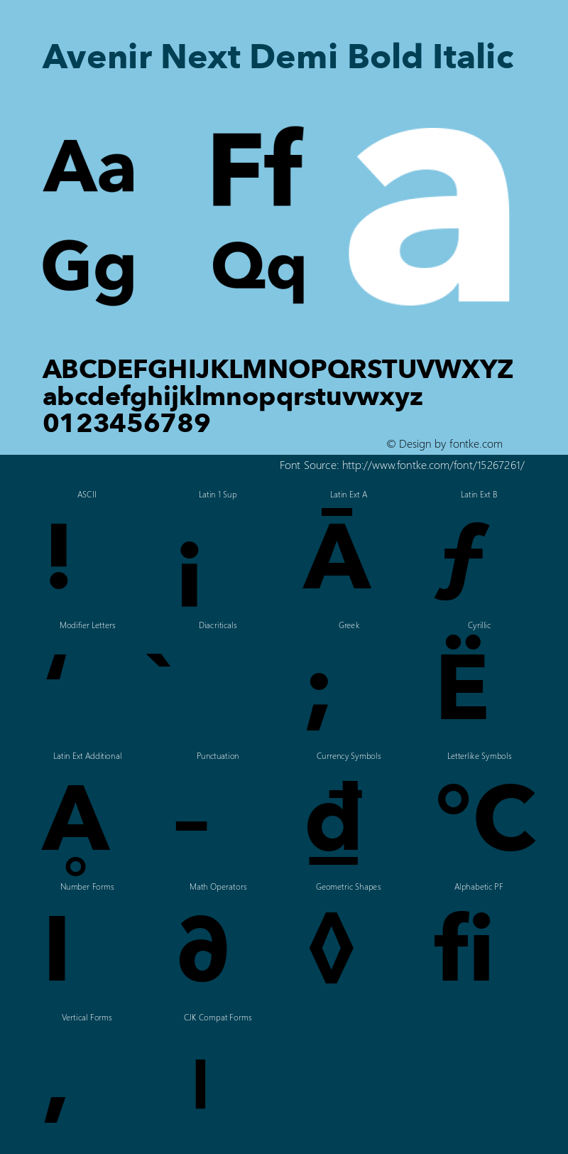 Avenir Next Demi Bold Italic 8.0d5e6 Font Sample