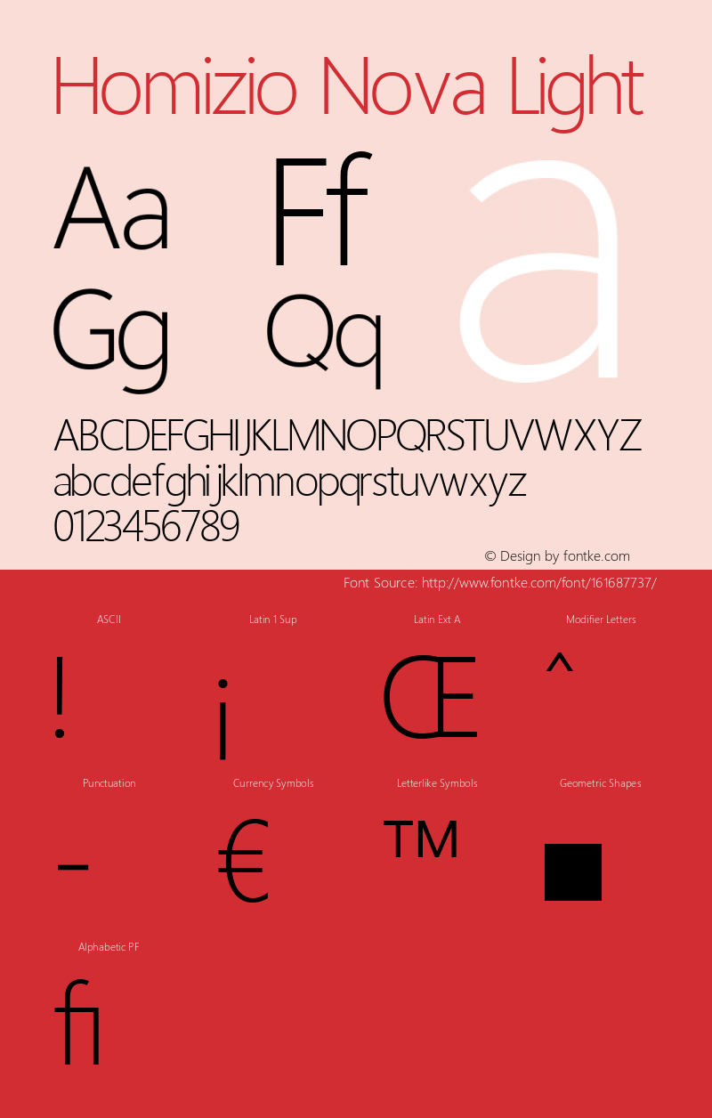 Homizio Nova Light Version 3.000 2012 initial release Font Sample