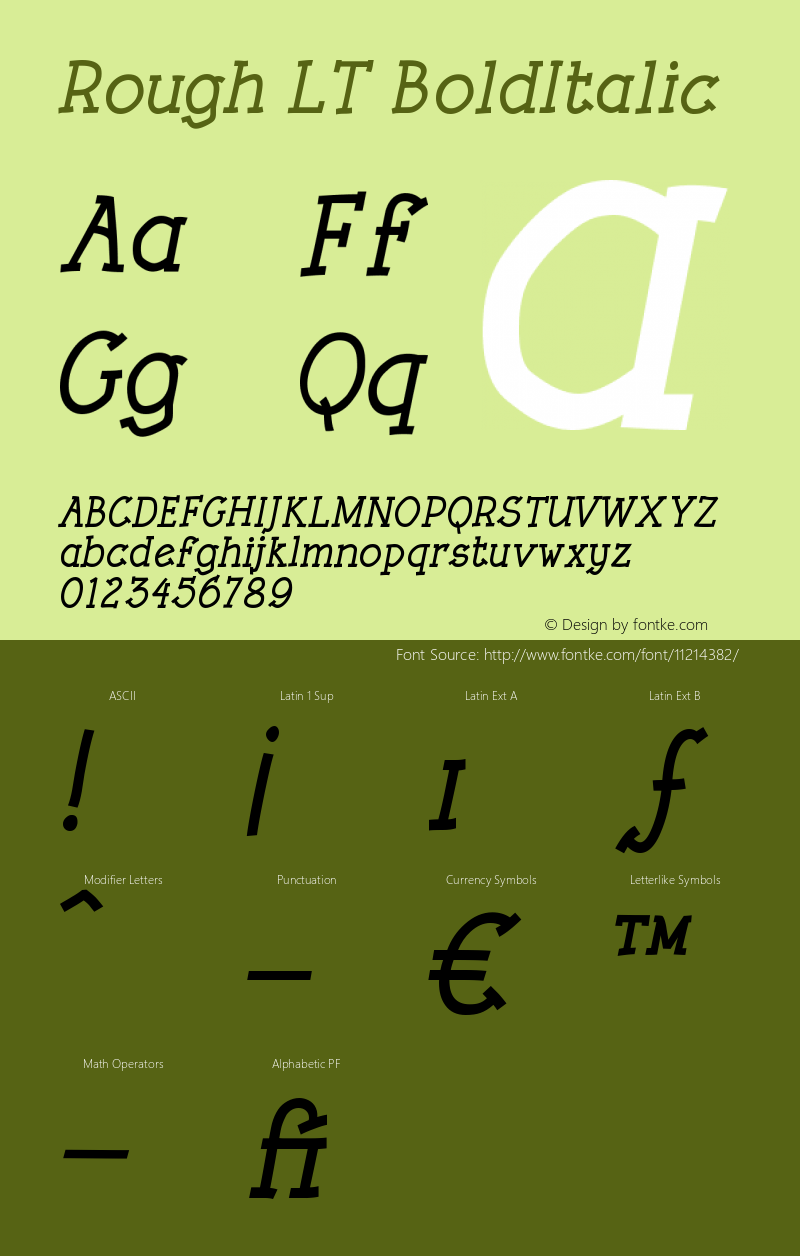 Rough LT BoldItalic Version 001.001 Font Sample