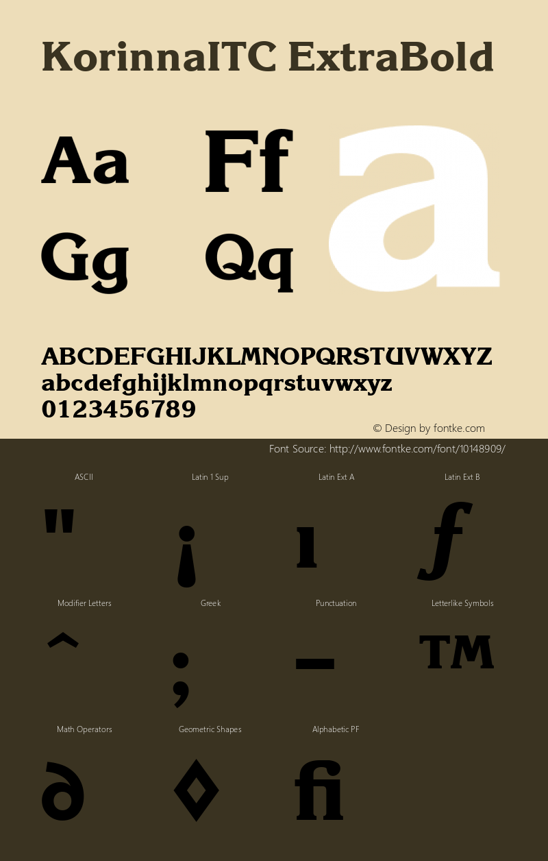 KorinnaITC ExtraBold Version 001.000 Font Sample