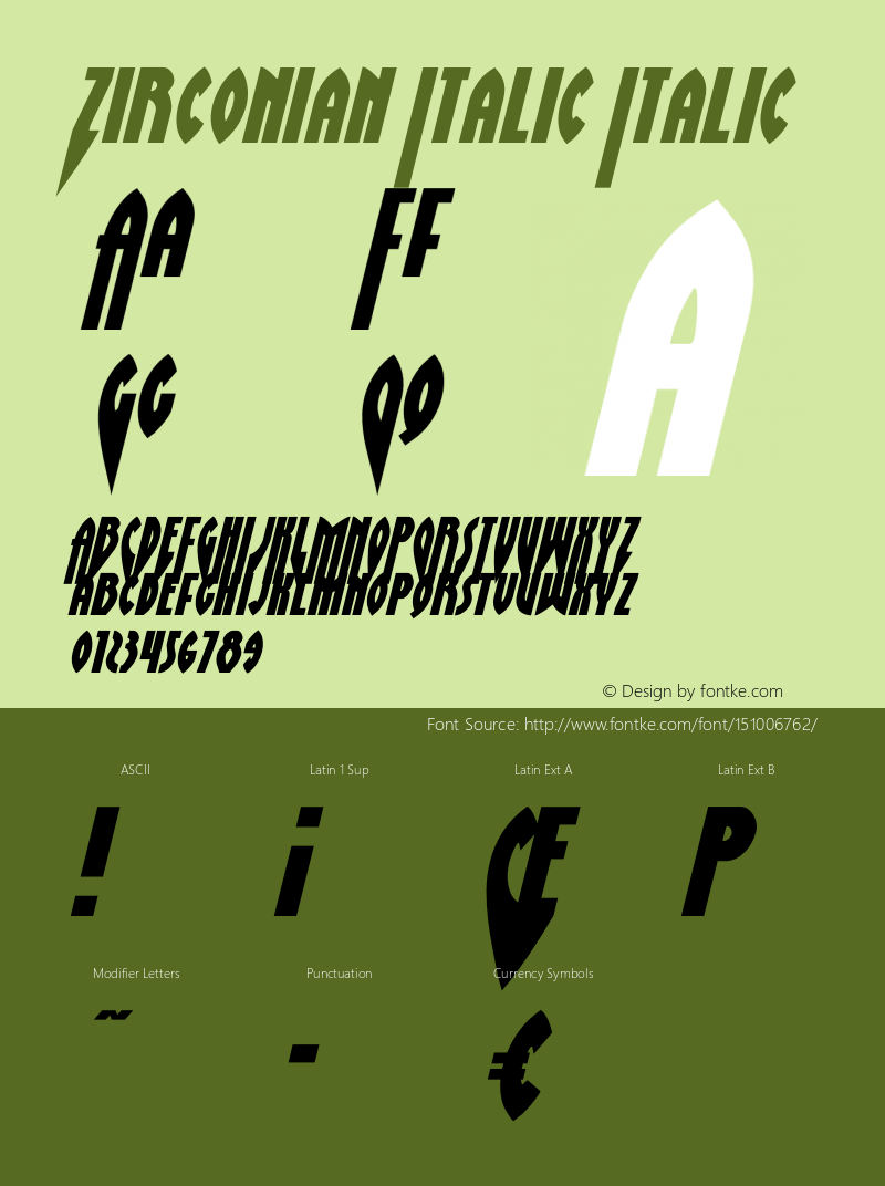 Zirconian Italic Version 1.0; 2021 Font Sample