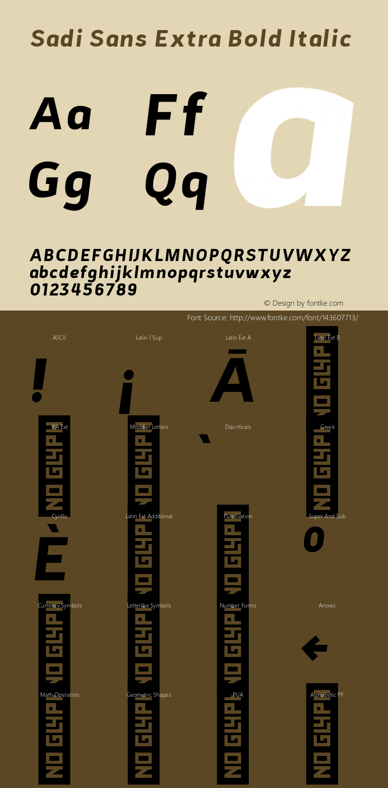 Sadi Sans Extra Bold Italic 1.000 Font Sample