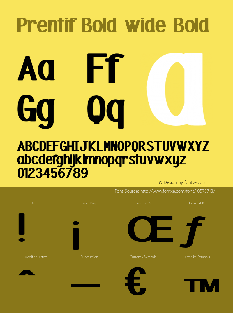 Prentif Bold wide Bold Version 1.000 Font Sample