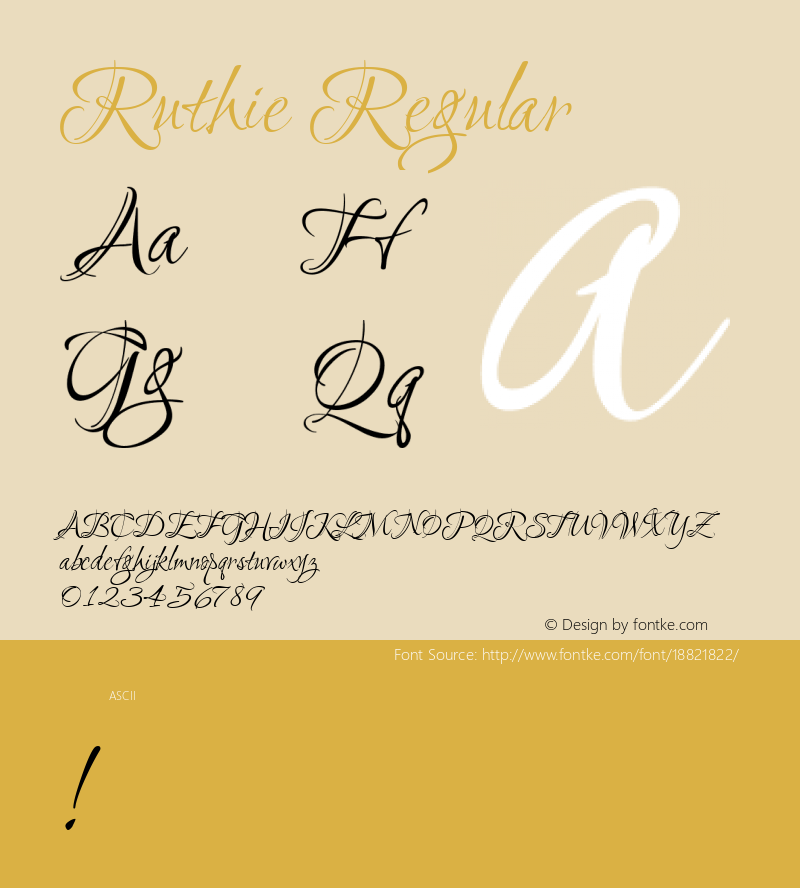 Ruthie Regular Version 1.003; ttfautohint (v1.4.1) Font Sample